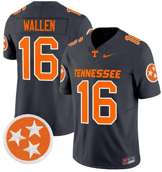 Men's Morgan Wallen Jersey #16 Tennessee Volunteers Vapor Limited College Football Smoke Grey