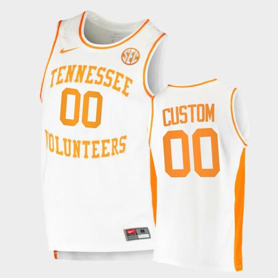 Men's Custom Tennessee Volunteers Jersey Name and Number College Basketball Replica White