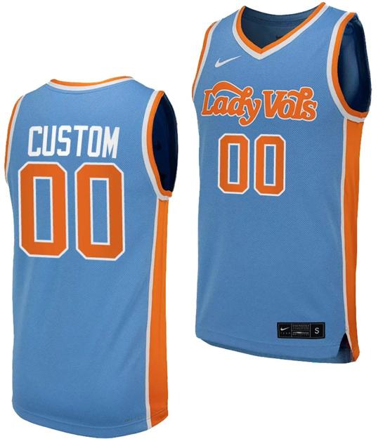 Men's Custom Tennessee Lady Volunteers Jersey Name and Number College Basketball Blue Uniform