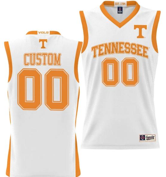 Men's Custom Tennessee Volunteers Jersey Name and Number NIL College Basketball Lightweight White