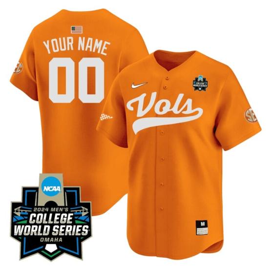 Men's Custom Tennessee Volunteers Jersey 2024 College World Series Vapor Premier Limited NCAA Baseball Stitched Orange