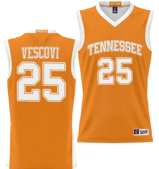 Men's Santiago Vescovi Jersey #25 Tennessee Volunteers NIL College Basketball Lightweight Orange