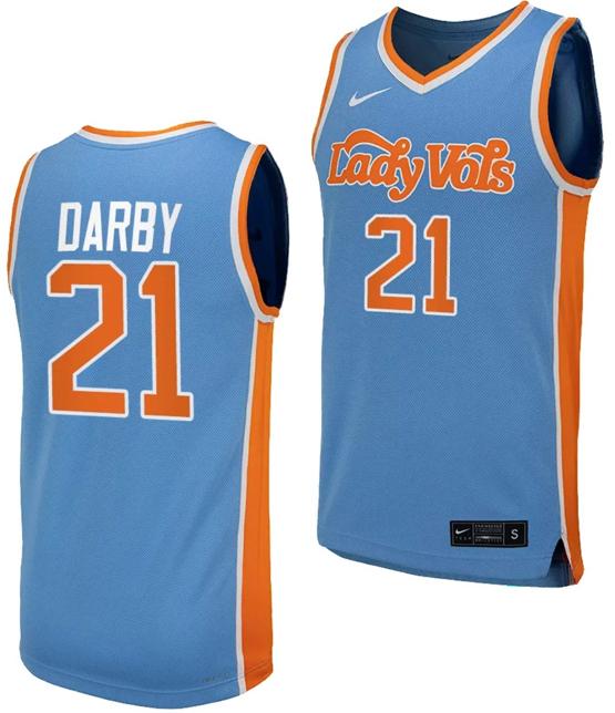 Men's Tess Darby Jersey #21 Tennessee Lady Volunteers Replica College Basketball Blue Uniform