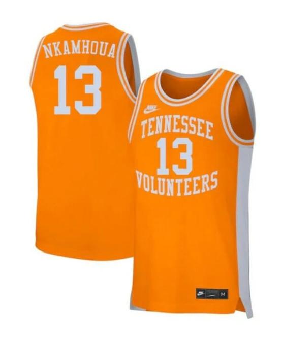 Men's #21 Olivier Nkamhoua Jersey Tennessee Volunteers College Basketball Jerseys Orange Retro