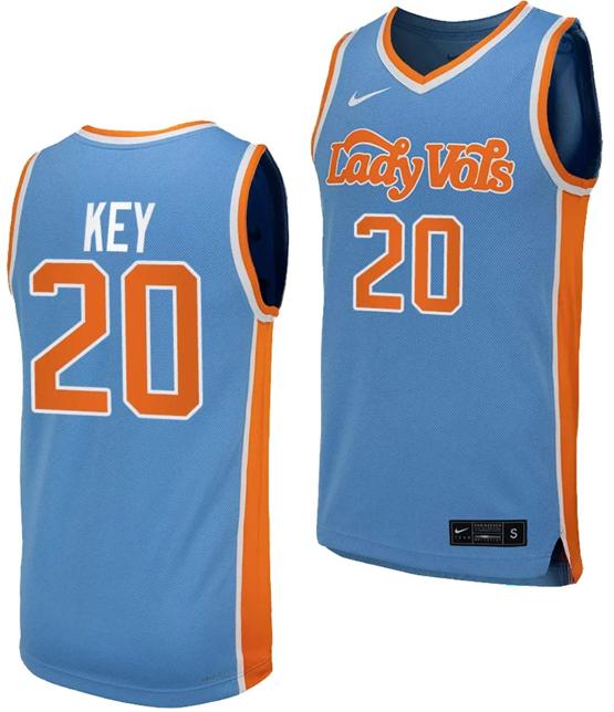 Men's Tamari Key Jersey #20 Tennessee Lady Volunteers Replica College Basketball Blue Uniform