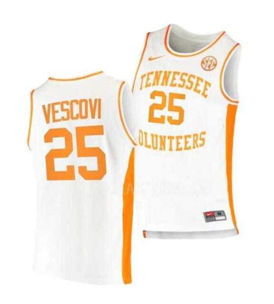 Men's #25 Santiago Vescovi Jersey Tennessee Volunteers College Basketball Jerseys White