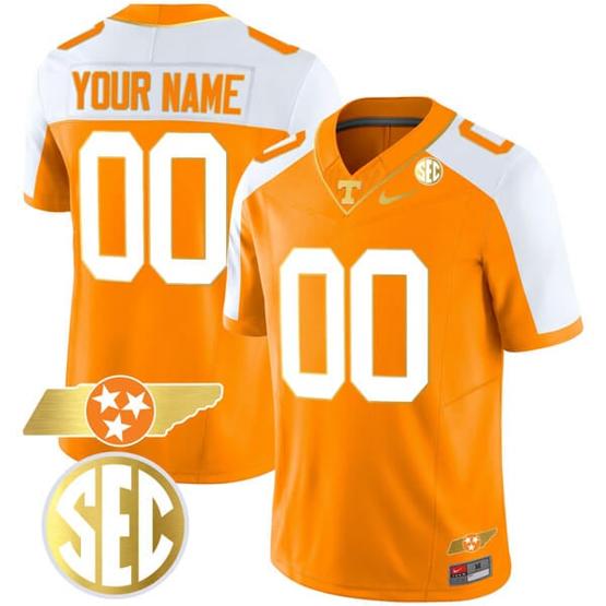 Men's Custom Tennessee Volunteers Jersey Name and Number “Checkerboard” College Football Stitched Alternate Orange