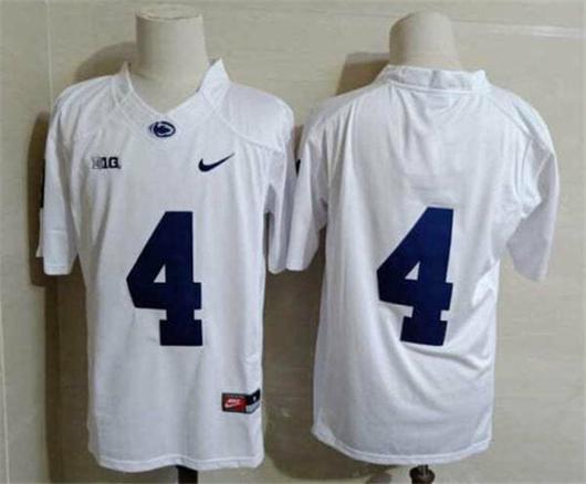 Men's Nike Penn State Journey Brown Jersey #4 College Football Game White No Name