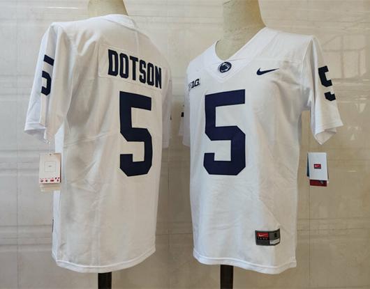 Men's Nike Penn State Jahan Dotson Jersey #5 College Football Game White With Name