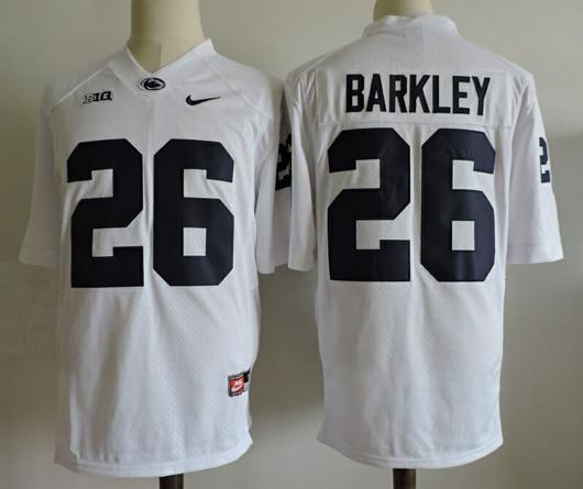 Men's Nike Penn State Barkley Jersey #26 Football White