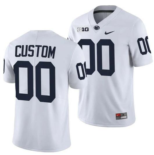 Men's Nike Custom PSU Jersey White 2021-22 College Football Limited Jersey