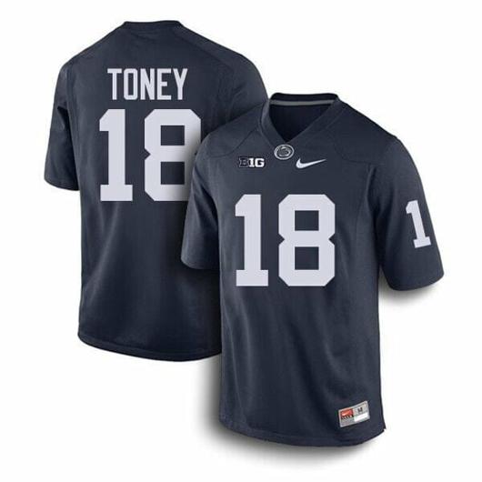 Men's Nike Penn State Shaka Toney Jersey #18 College Football Game Navy With Name