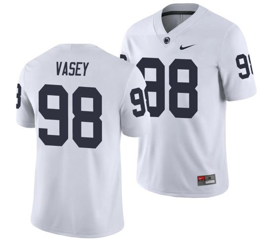 Men's Nike Penn State Dan Vasey Jersey #98 College Football Game White With Name