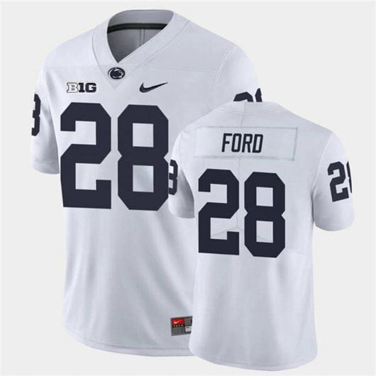 Men's Nike Penn State Devyn Ford Jersey #28 College Football Game White With Name