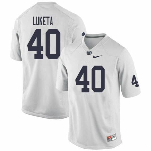 Men's Nike Penn State Jesse Luketa Jersey #40 College Football Game White With Name