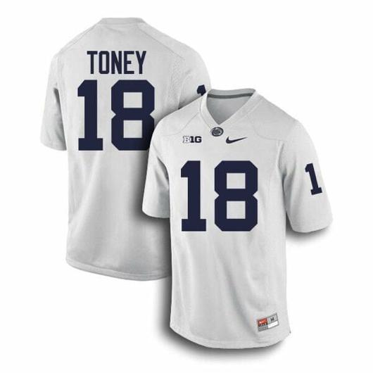 Men's Nike Penn State Shaka Toney Jersey #18 College Football Game White With Name