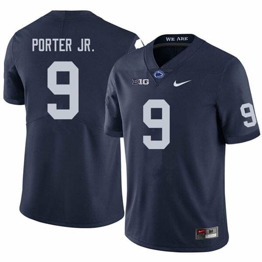 Men's Nike Penn State Joey Porter Jr Jersey #9 College Football Game Navy With Name