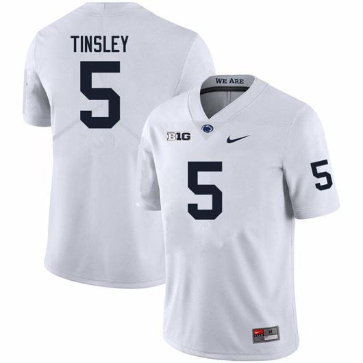 Men's Nike Penn State Mitchell Tinsley Jersey #5 College Football Game White With Name