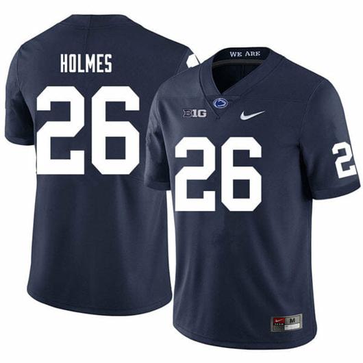 Men's Nike Penn State Caziah Holmes Jersey #26 College Football Game Navy With Name