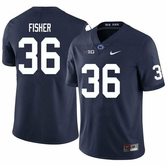 Men's Nike Penn State Zuriah Fisher Jersey #36 College Football Game Navy With Name