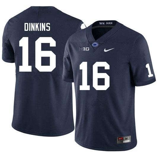 Men's Nike Penn State Khalil Dinkins Jersey #16 College Football Game Navy With Name