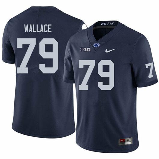 Men's Nike Penn State Caedan Wallace Jersey #79 College Football Game Navy With Name