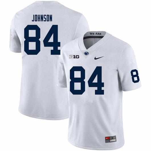 Men's Nike Penn State Theo Johnson Jersey #84 College Football Game White With Name