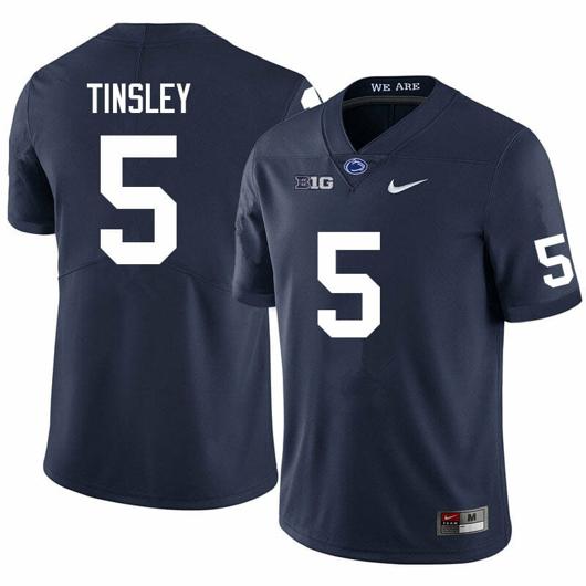 Men's Nike Penn State Mitchell Tinsley Jersey #5 College Football Game Navy With Name