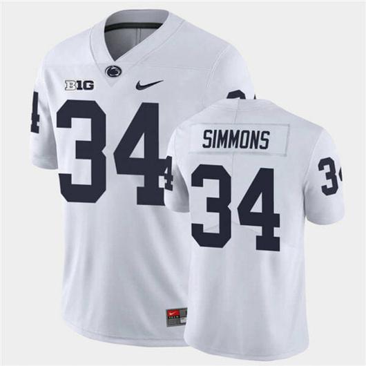 Men's Nike Penn State Shane Simmons Jersey #34 College Football Game White With Name