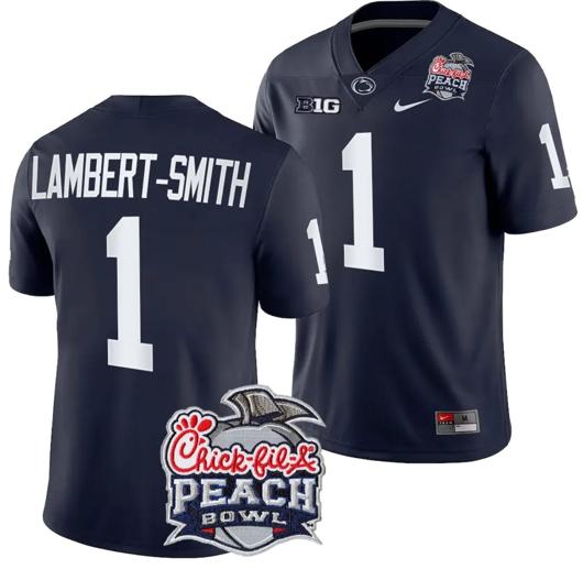 Men's Nike KeAndre Lambert Smith Jersey #1 Penn State Peach Bowl Patch 2024 College Football Navy