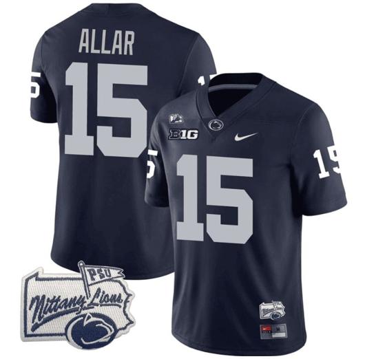 Men's Nike Drew Allar Jersey #15 Penn State Nittany Lions PSU Patch College Football All Stitched Navy