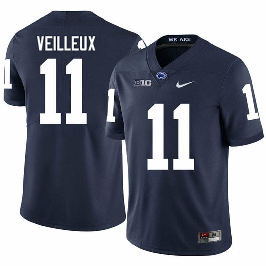 Men's Nike Penn State Christian Veilleux Jersey #11 College Football Game Navy With Name