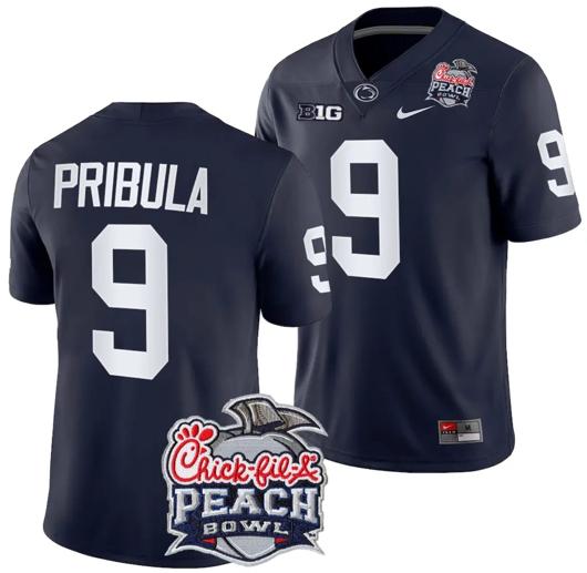 Men's Nike Beau Pribula Jersey #9 Penn State Peach Bowl Patch 2024 College Football Navy