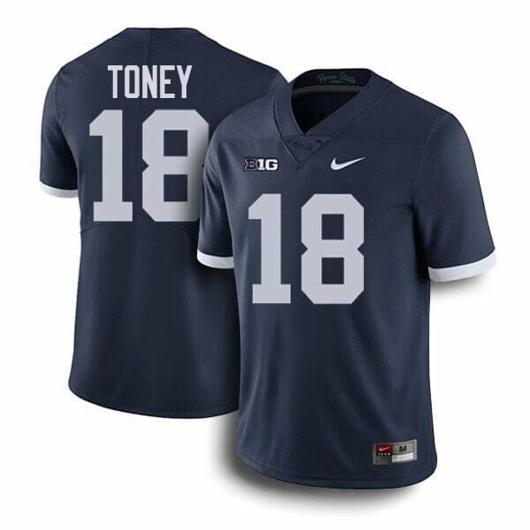 Men's Nike Penn State Shaka Toney Jersey #18 College Football Game Navy Retro With Name