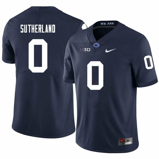 Men's Nike Penn State Jonathan Sutherland Jersey #0 College Football Game Navy With Name