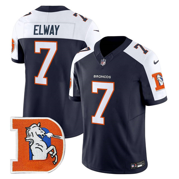 Men's Denver Broncos #7 John Elway Navy 2024 F.U.S.E. V2 Throwback Vapor Limited Alternate Stitched Football Jersey