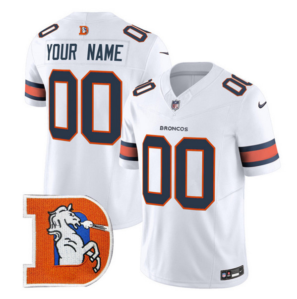 Men's Denver Broncos ACTIVE PLAYER Custom White 2024 F.U.S.E. V2 Throwback Vapor Limited Stitched Football Jersey (1)