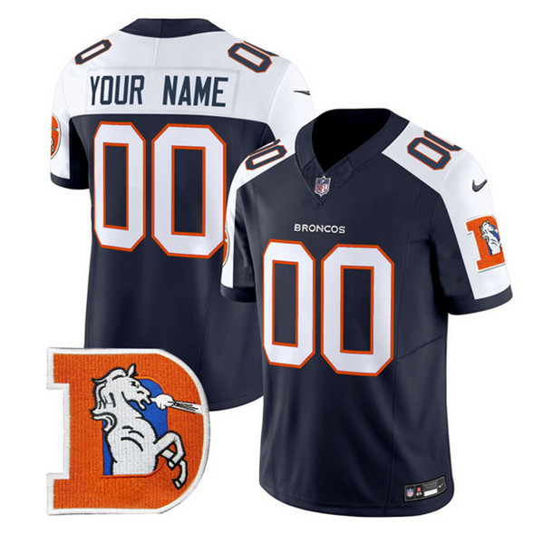 Men's Denver Broncos ACTIVE PLAYER Custom Navy 2024 F.U.S.E. V2 Throwback Vapor Limited Alternate Stitched Football Jersey