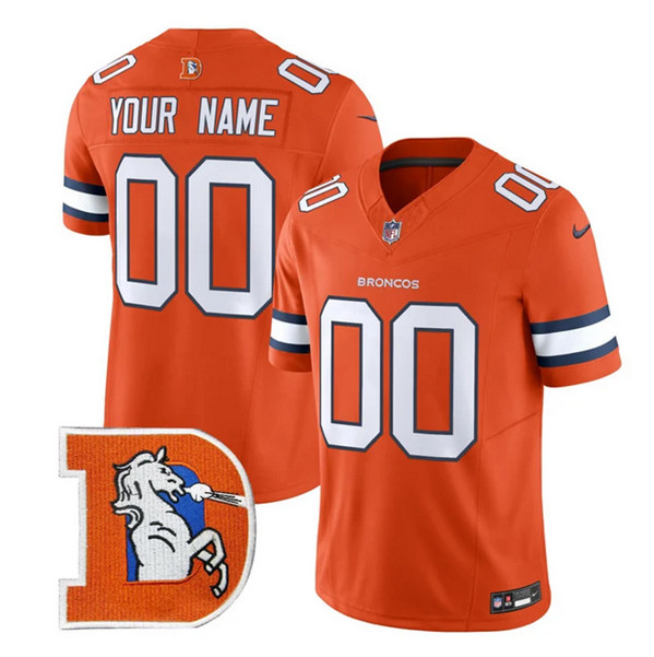 Men's Denver Broncos ACTIVE PLAYER Custom Orange 2024 F.U.S.E. V2 Throwback Vapor Limited Stitched Football Jersey