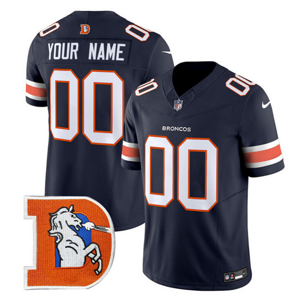 Men's Denver Broncos ACTIVE PLAYER Custom Navy 2024 F.U.S.E. V2 Throwback Vapor Limited Stitched Football Jersey