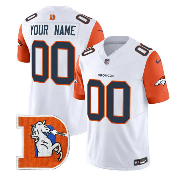 Men's Denver Broncos ACTIVE PLAYER Custom White 2024 F.U.S.E. V2 Throwback Vapor Limited Stitched Football Jersey