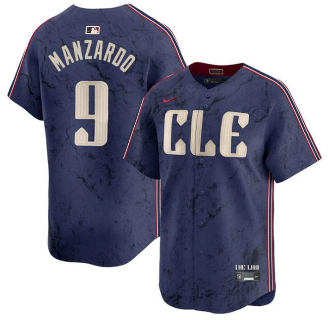 Youth Cleveland Guardians #9 Kyle Manzardo Navy 2024 City Connect Limited Stitched Baseball Jersey