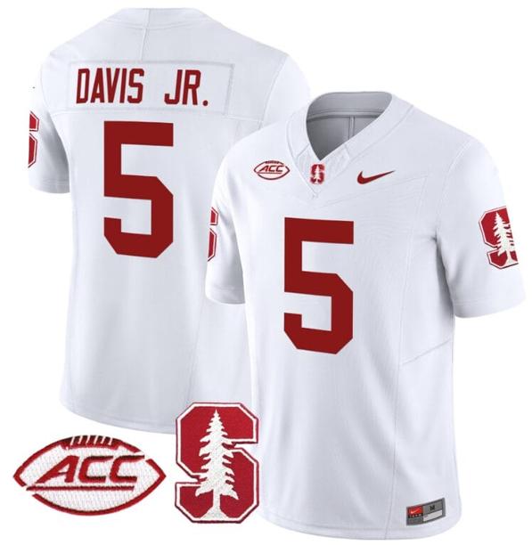 Men's Nike Chris Davis Jr Jersey #5 Stanford Cardinal Vapor Limited College Football Stitched White