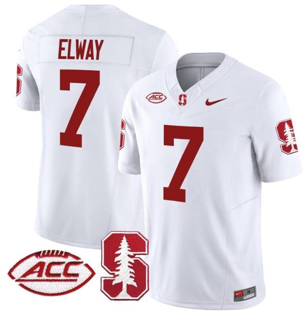 Men's Nike John Elway Jersey #7 Stanford Cardinal Vapor Limited College Football Stitched White