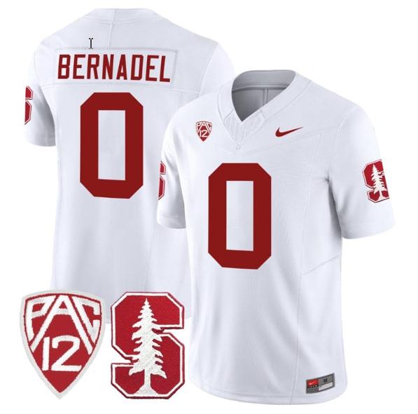 Men's Nike Gaethan Bernadel Jersey #0 Stanford Cardinal Jersey Vapor Limited College Football White