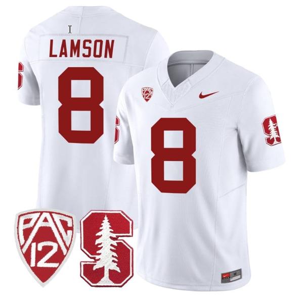 Men's Nike Justin Lamson Jersey #8 Stanford Cardinal Jersey Vapor Limited College Football White