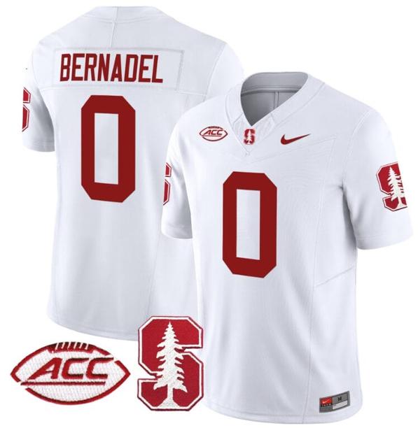 Men's Nike Gaethan Bernadel Jersey #0 Stanford Cardinal Vapor Limited College Football Stitched White