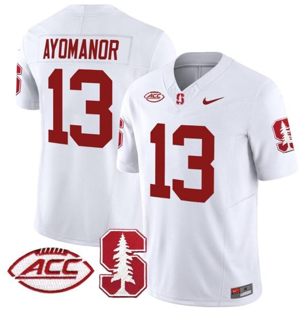 Men's Nike Elic Ayomanor Jersey #13 Stanford Cardinal Vapor Limited College Football Stitched White