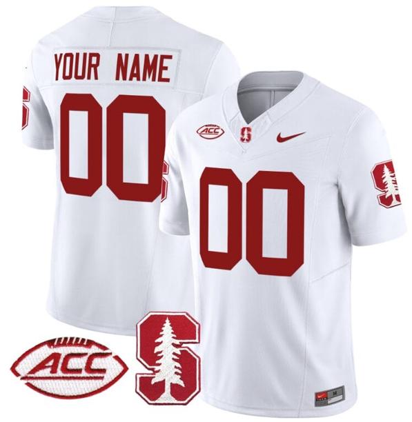 Men's Nike Custom Stanford Cardinal Jersey Name and Number Vapor Limited College Football Stitched White