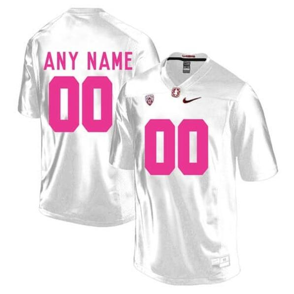 Men's Nike Stanford Cardinal Custom Jersey White Pink College Football